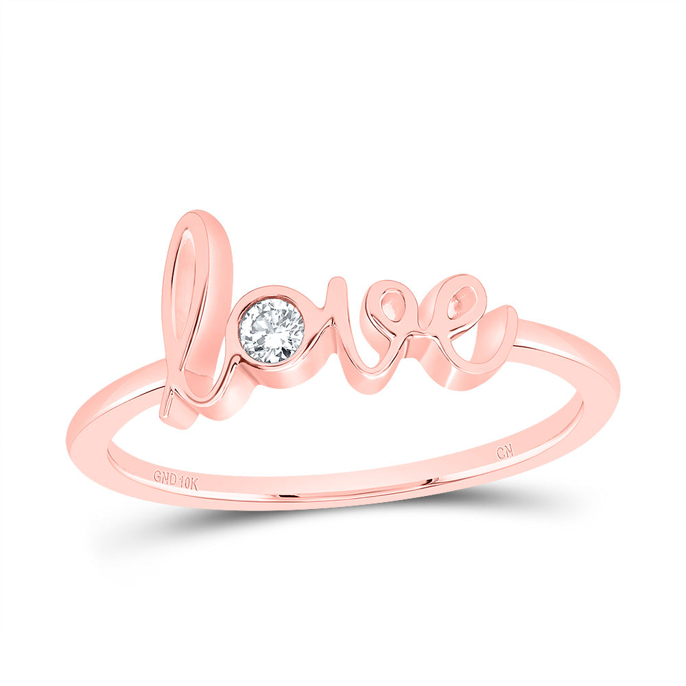 10kt Rose Gold 1/20 Cttw Diamond Love Fashion Bridal Wedding Engagement Anniversary Womens Band, Women Size: 5-9