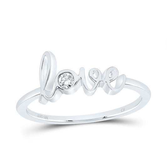 10kt White Gold 1/20 Cttw Diamond Love Fashion Bridal Wedding Engagement Anniversary Womens Band, Women Size: 5-9