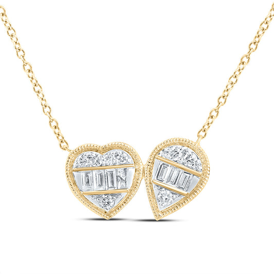 14kt Yellow Gold 1/4 Cttw Natural Diamond Ana M Fashion Pear-heart Necklace, Length: 18 Inch