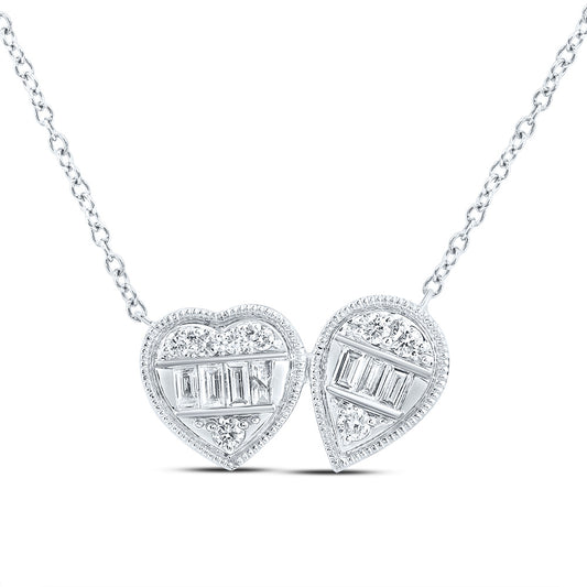 14kt White Gold 1/4 Cttw Natural Diamond Ana M Fashion Pear-heart Necklace, Length: 18 Inch