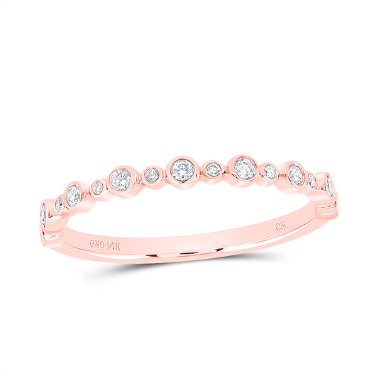 14kt Rose Gold 1/6 Cttw Diamond Fashion Bridal Wedding Engagement Anniversary Womens Band, Women Size: 5-9