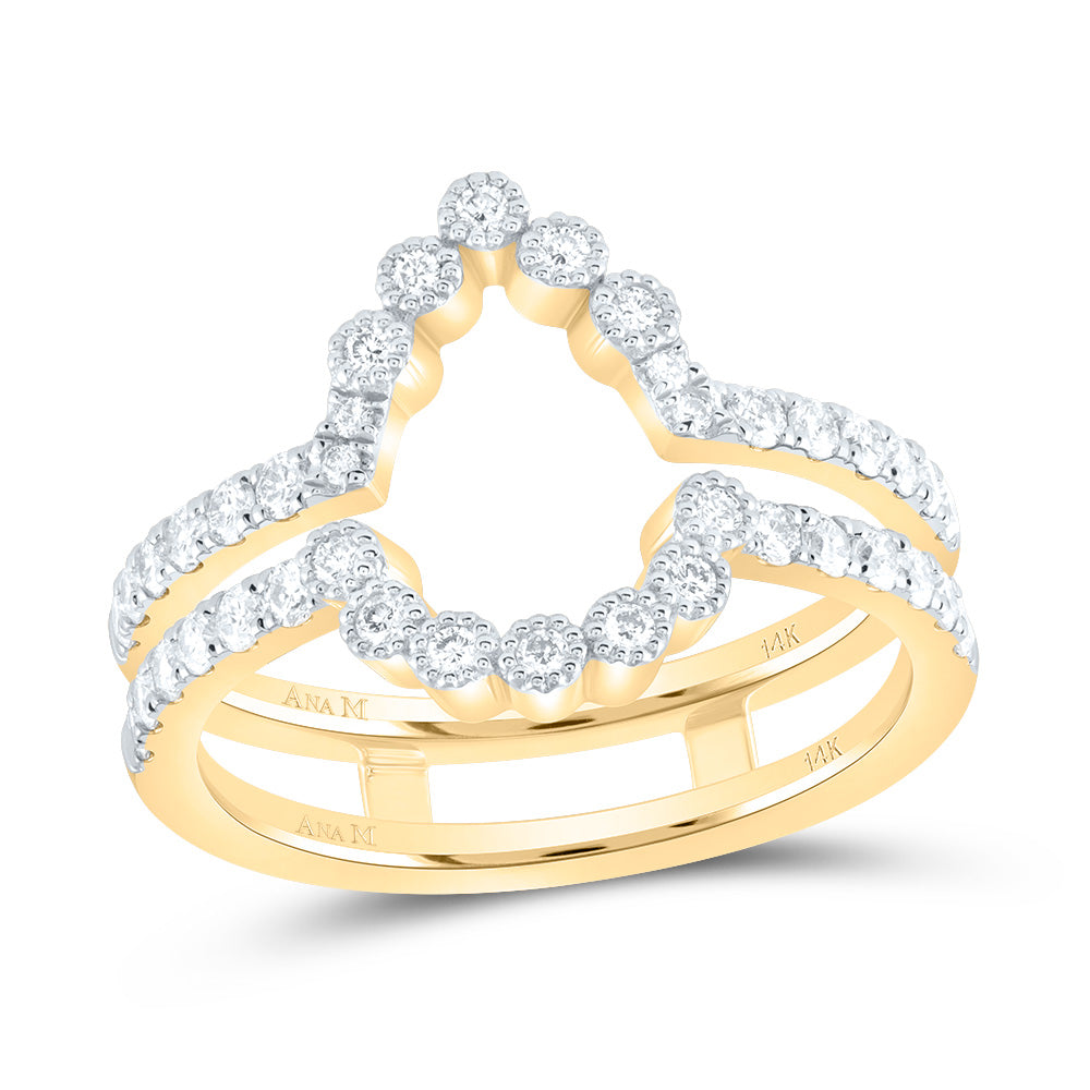 14kt Yellow Gold 5/8 Cttw Diamond Ana M Cnc Wedding Engagement Anniversary Enhancer Ring, Women Size: 5-9