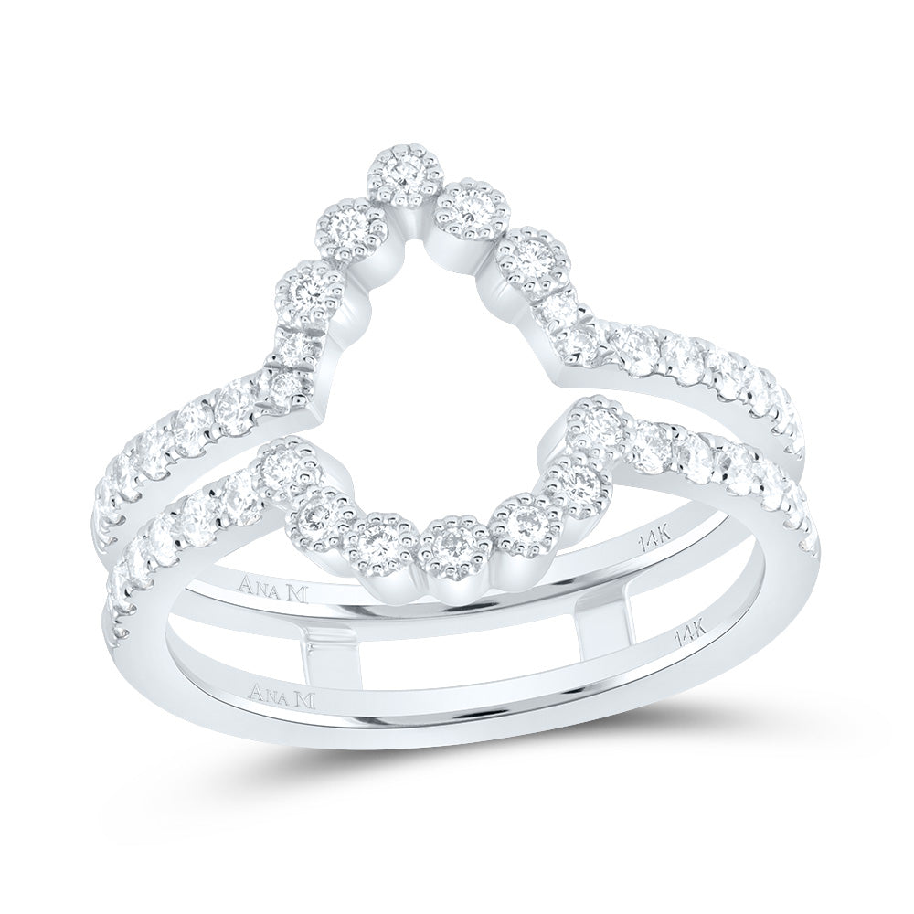 14kt White Gold 5/8 Cttw Diamond Ana M Cnc Wedding Engagement Anniversary Enhancer Ring, Women Size: 5-9