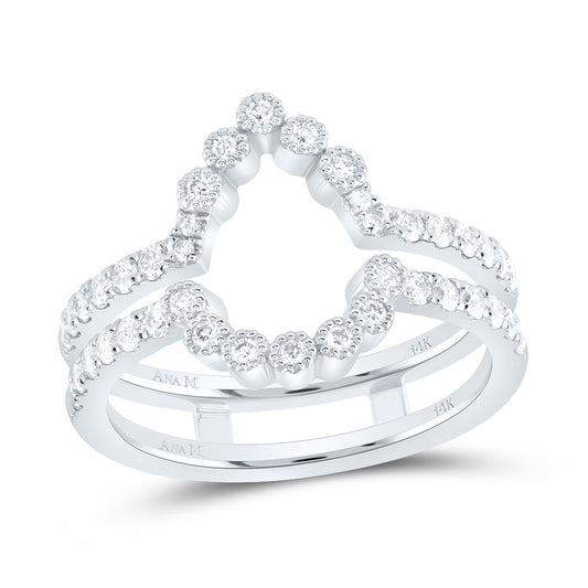 14kt White Gold 5/8 Cttw Diamond Ana M Cnc Wedding Engagement Anniversary Enhancer Ring, Women Size: 5-9