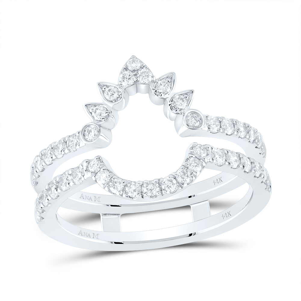 14kt White Gold 5/8 Cttw Diamond Ana M Cnc Wedding Engagement Anniversary Enhancer Ring, Women Size: 5-9