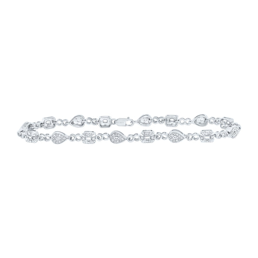 Sterling Silver 1/4 Cttw Diamond Pear Bracelet, Length: 7 Inch