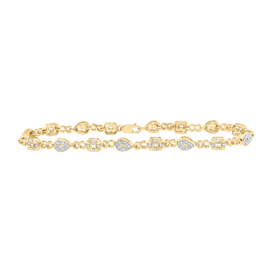 Yellow-tone Sterling 1/4 Cttw Diamond Pear Bracelet, Length: 7 Inch