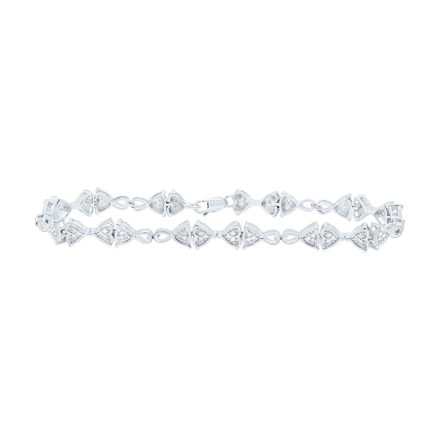 Sterling Silver 1/3 Cttw Diamond Heart Bracelet, Length: 7 Inch