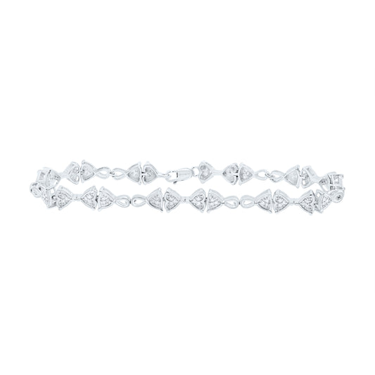 Sterling Silver 1/3 Cttw Diamond Heart Bracelet, Length: 7 Inch
