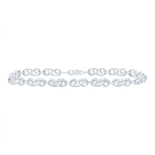 Sterling Silver 1/3 Cttw Diamond Bracelet, Length: 7 Inch