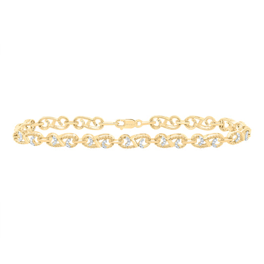 Yellow-tone Sterling 1/3 Cttw Diamond Bracelet, Length: 7 Inch