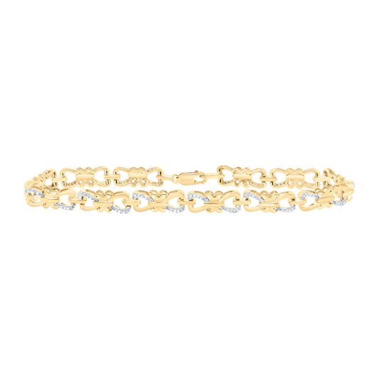 Yellow-tone Sterling 1/4 Cttw Diamond Bracelet, Length: 7 Inch