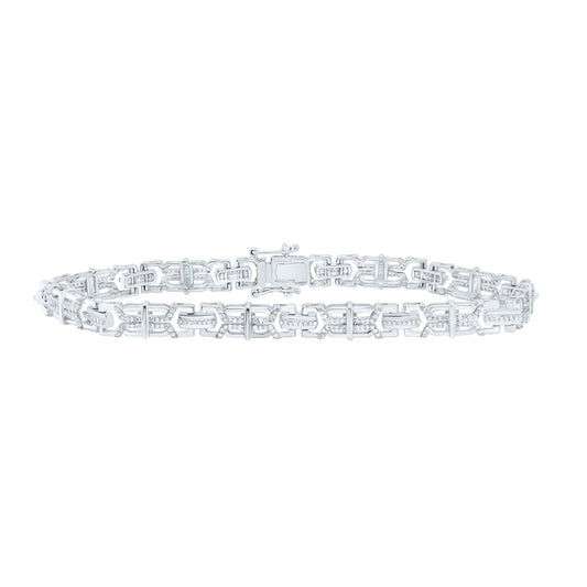 Sterling Silver 1.00 Cttw Diamond Bracelet, Length: 8 Inch