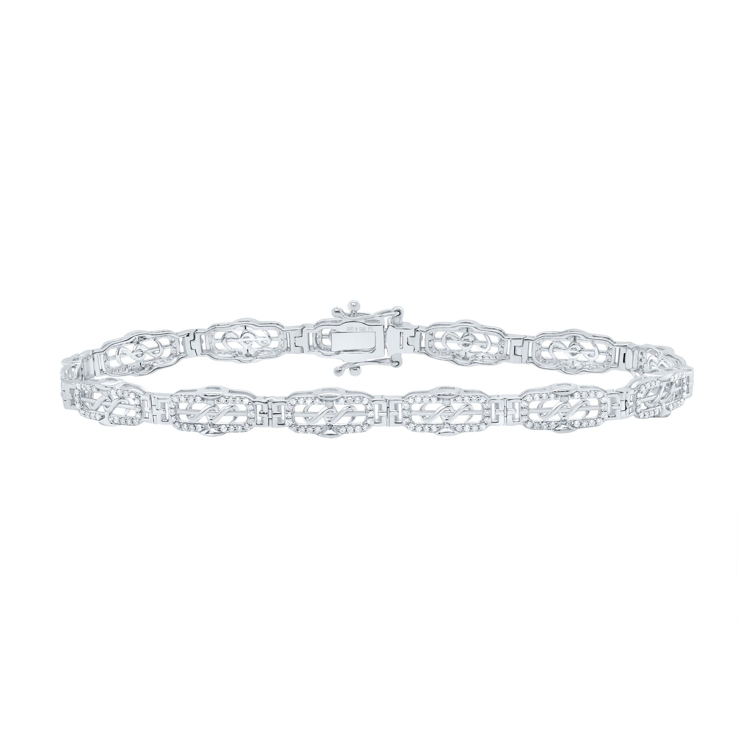 Sterling Silver 1 Cttw Diamond Bracelet, Length: 8 Inch