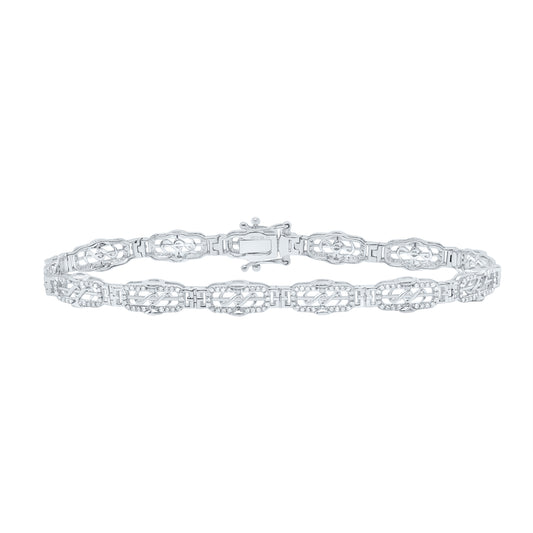 Sterling Silver 1 Cttw Diamond Bracelet, Length: 8 Inch