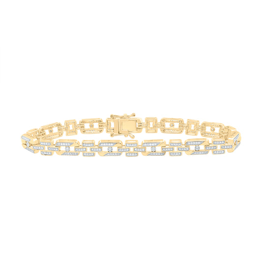 Yellow-tone Sterling 1 Cttw Diamond Bracelet, Length: 8 Inch