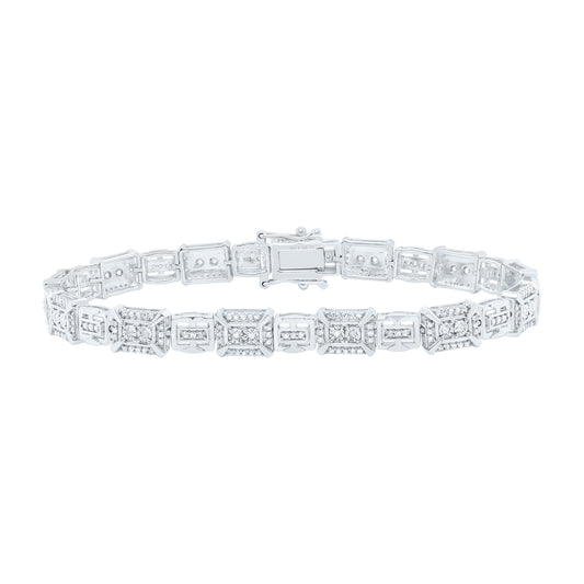 Sterling Silver 1 Cttw Diamond Bracelet, Length: 8 Inch