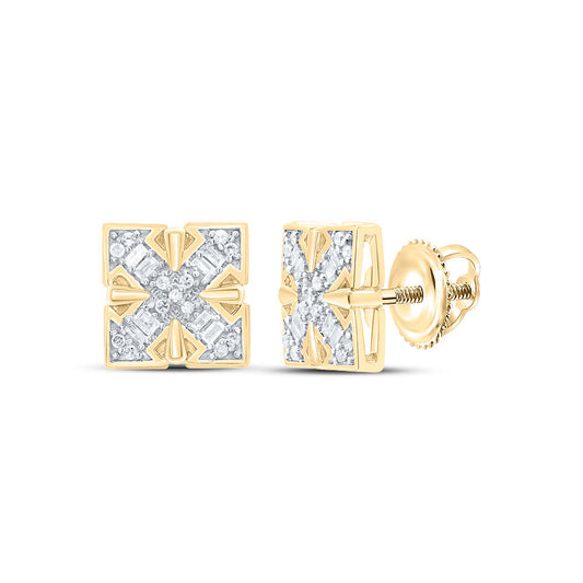Yellow-tone Sterling 1/6 Cttw Diamond Stud Earring