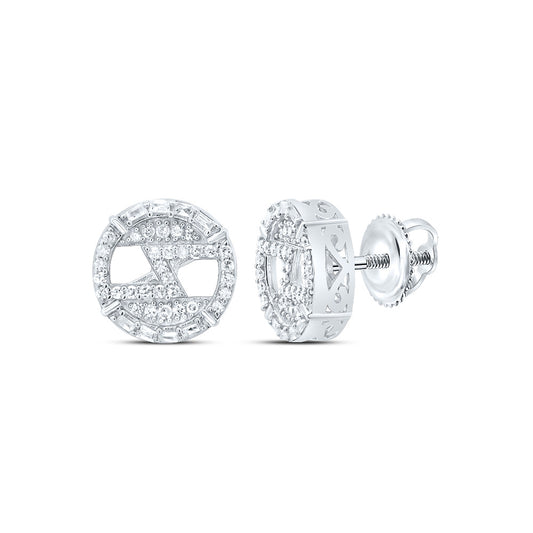 Sterling Silver 1/3 Cttw Diamond Round Stud Earring