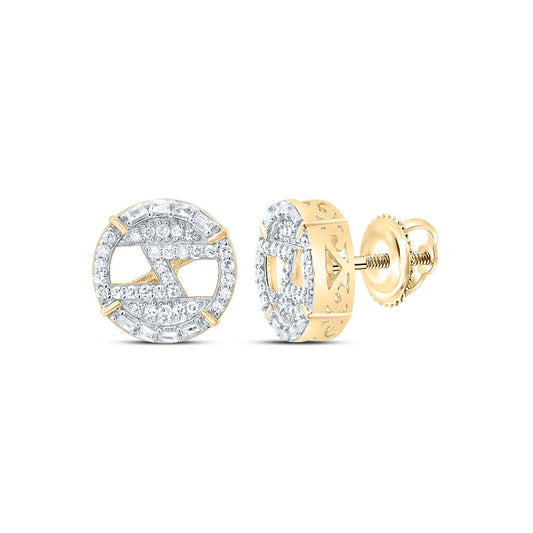 Yellow-tone Sterling 1/3 Cttw Diamond Round Stud Earring