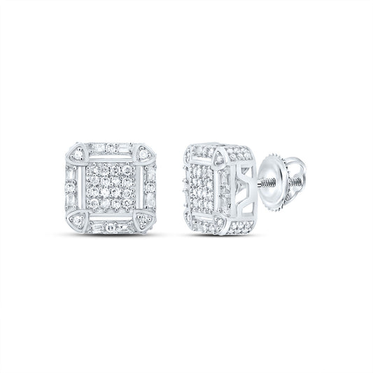 Sterling Silver 3/8 Cttw Diamond Stud Earring