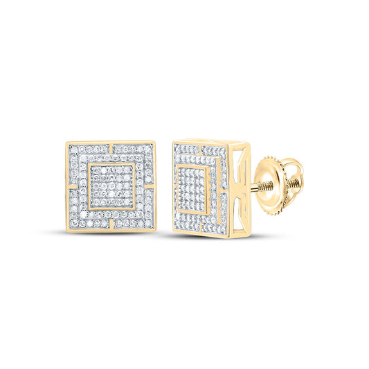 Yellow-tone Sterling 1/2 Cttw Diamond Square Stud Earring