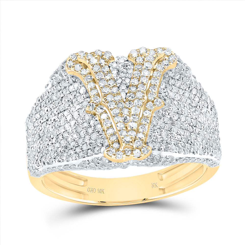 10kt Yellow Gold Diamond Initial Men's Ring