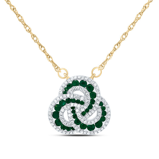 14kt Yellow Gold 1/3 Cttw Diamond 5/8 Cttw Round Emerald Nat-gem Fashion Necklace, Length: 18 Inch