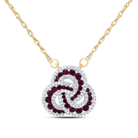 14kt Yellow Gold 1/3 Cttw Diamond 3/4 Cttw Round Ruby Nat-gem Fashion Necklace, Length: 18 Inch