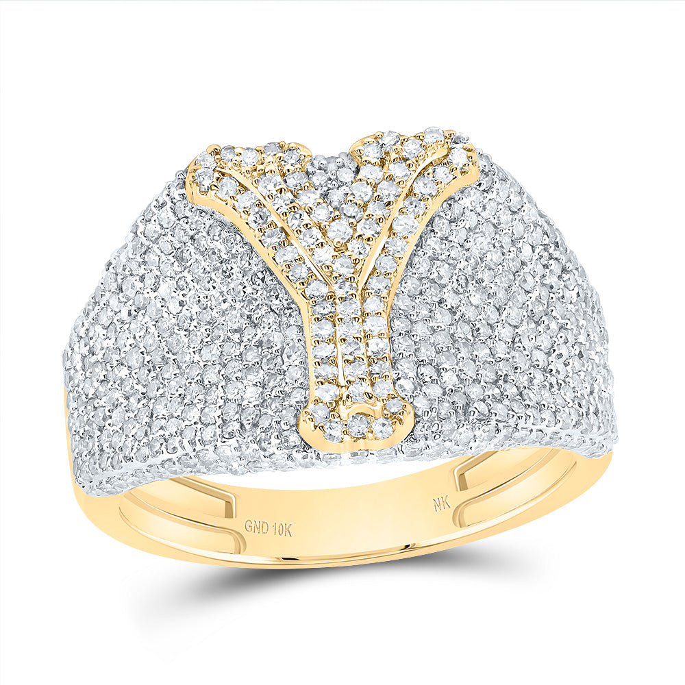 10kt Yellow Gold Diamond Initial Men's Ring