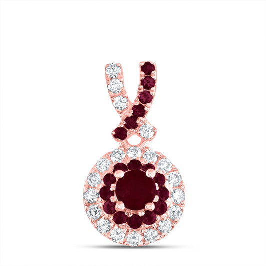 14kt Rose Gold 1/8 Cttw Diamond Ana M and 1/4 Cttw Round-ru, Natural Gem Round Pendant