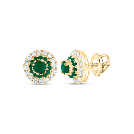 14kt Yellow Gold 1/5 Cttw Diamond Ana M and 1/2 Cttw Round-em, Natural Gem Round Stud Earring