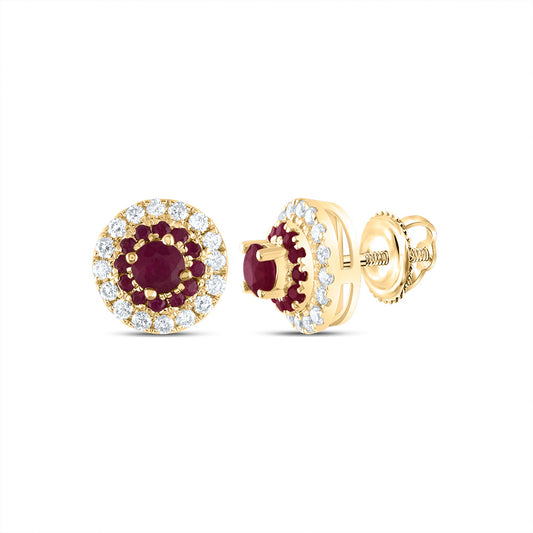 14kt Yellow Gold 1/5 Cttw Diamond Ana M 3/8 Cttw Round-ru, Natural Gem Round Stud Earring