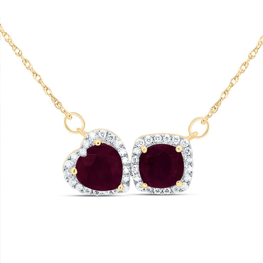 14kt Yellow Gold 1/5 Cttw Diamond Ana M 6mm Cu-ru, 6.5mm Ht Ruby Nat-gem Necklace, Length: 18 Inch