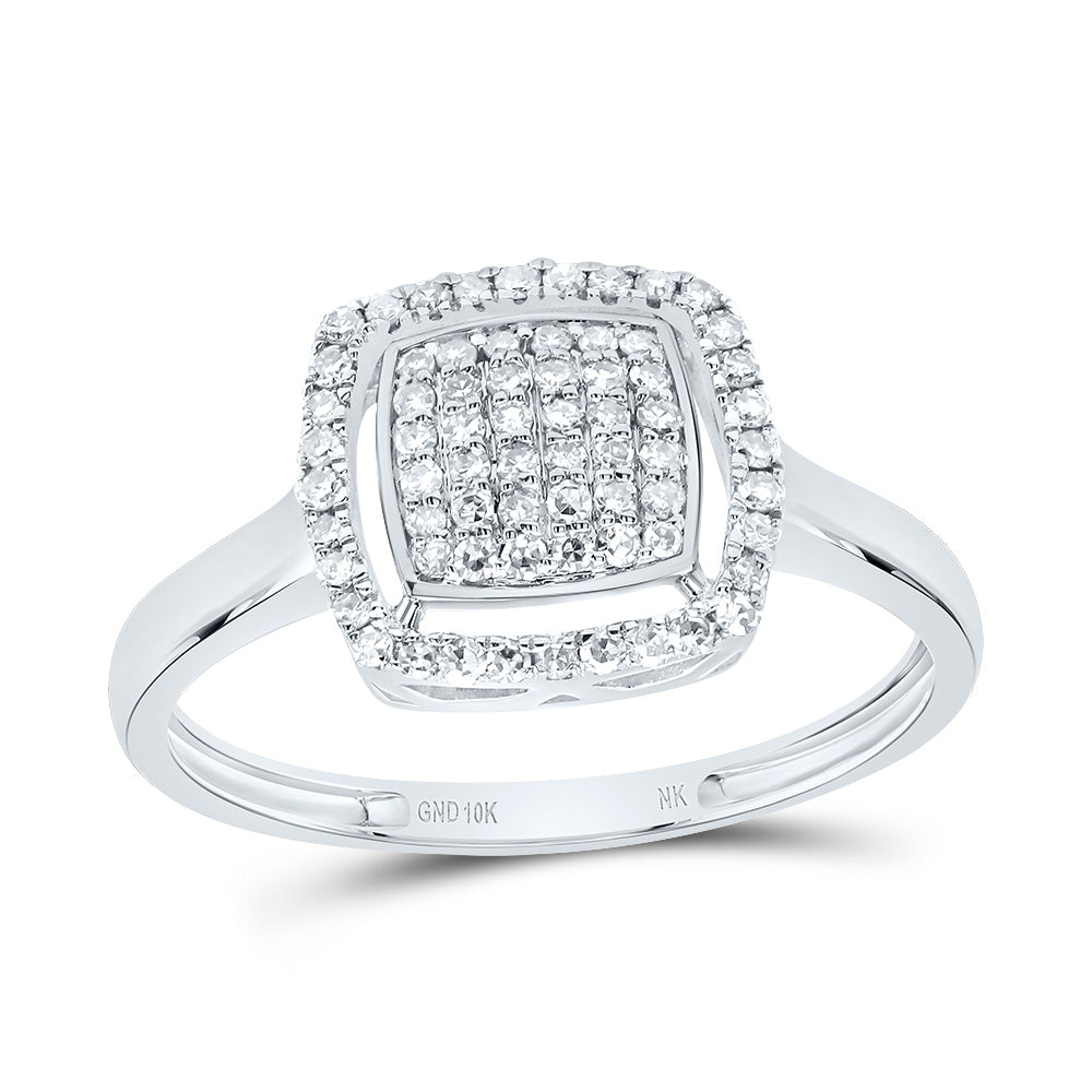 10kt White Gold 1/4 Cttw Diamond Fashion Cushion Wedding Engagement Anniversary Ring, Women Size: 5-9