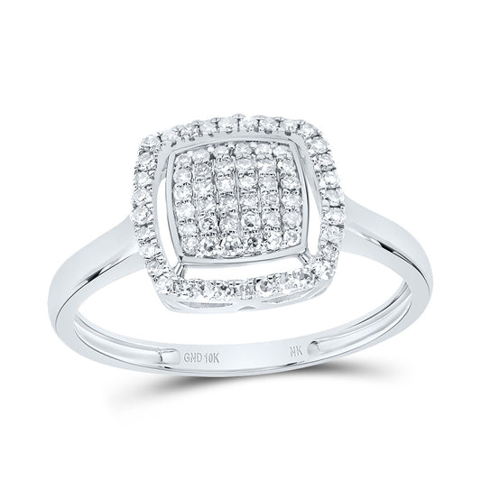 10kt White Gold 1/4 Cttw Diamond Fashion Cushion Wedding Engagement Anniversary Ring, Women Size: 5-9