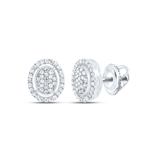 10kt White Gold 1/3 Cttw Diamond Fashion Oval Earring