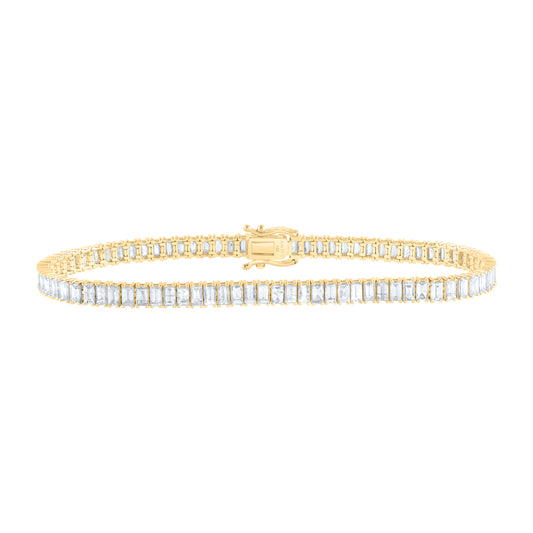 14K Yellow or White Gold 6 5/8 Ctw Diamond Elite Fashion Baguette Tennis Bracelet (7 Inch)