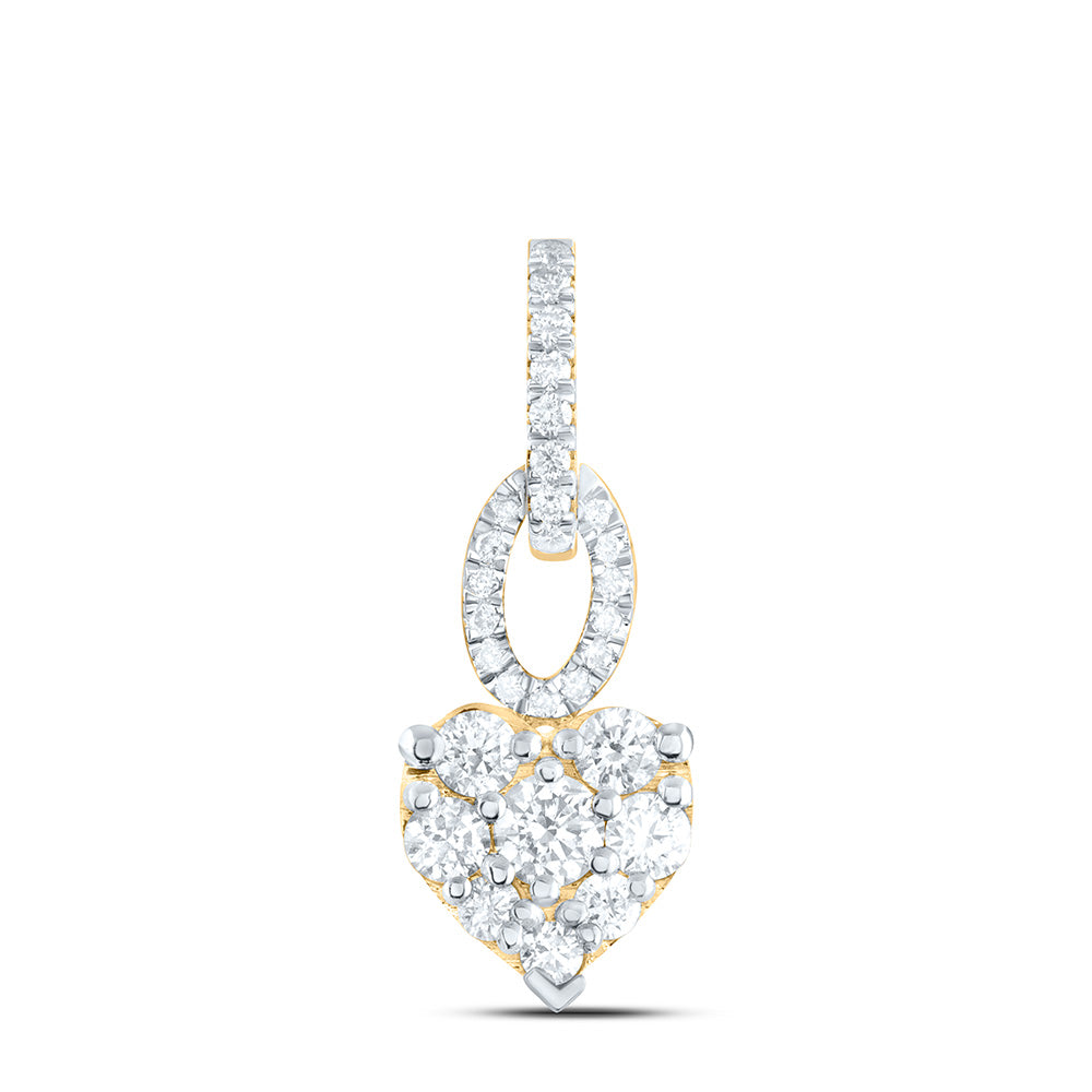 14kt Yellow Gold 1/2 Cttw Natural Diamond Fashion Heart Pendant
