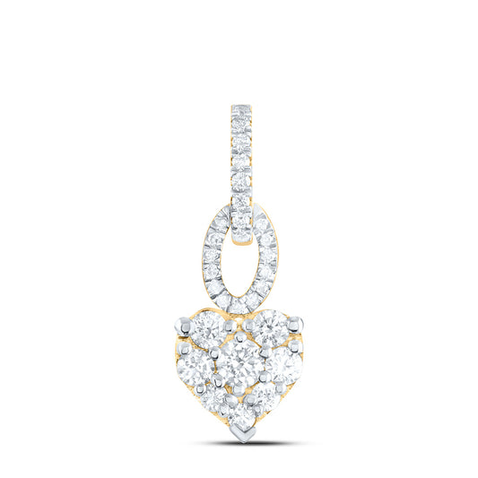14kt Yellow Gold 1/2 Cttw Natural Diamond Fashion Heart Pendant