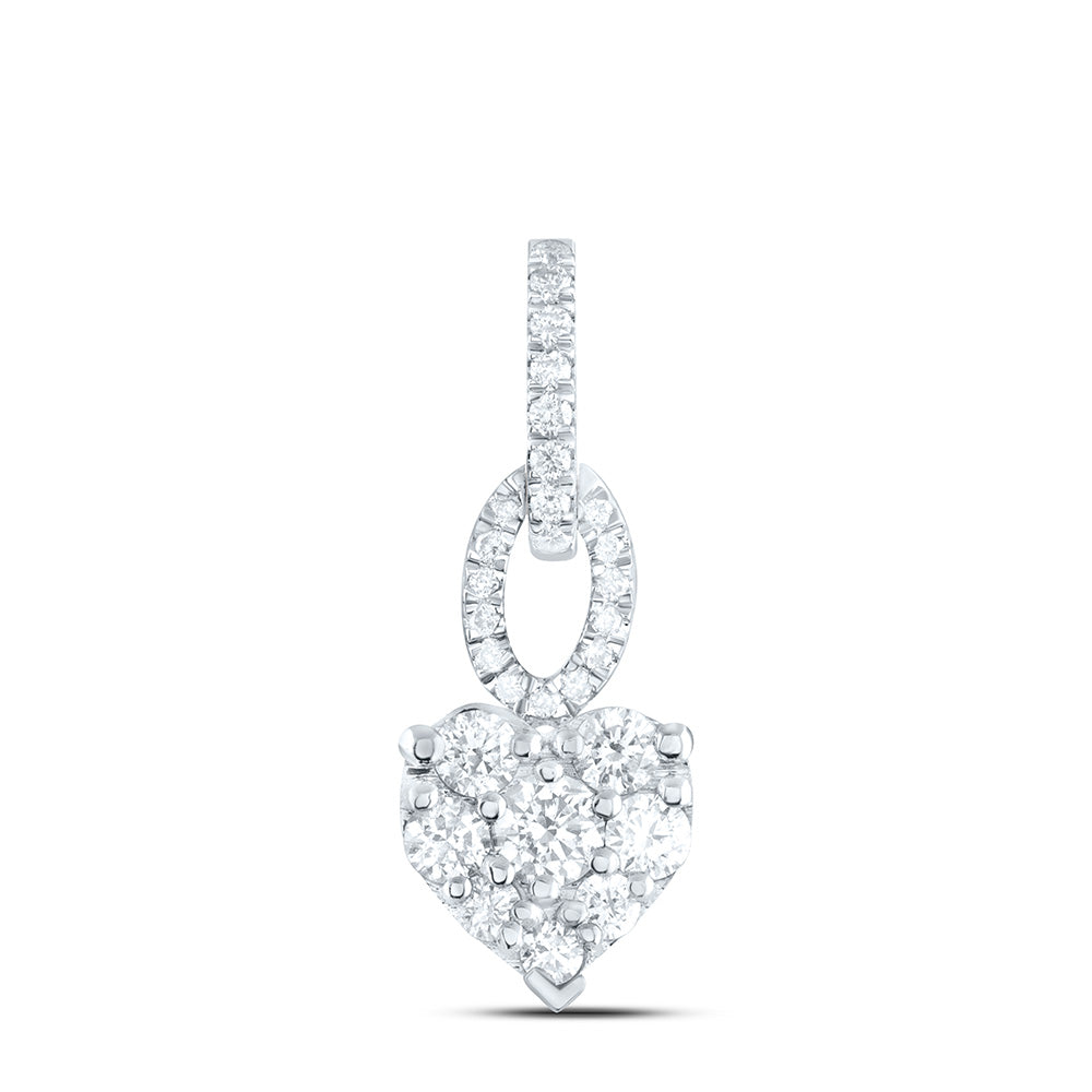 14kt White Gold 1/2 Cttw Natural Diamond Fashion Heart Pendant