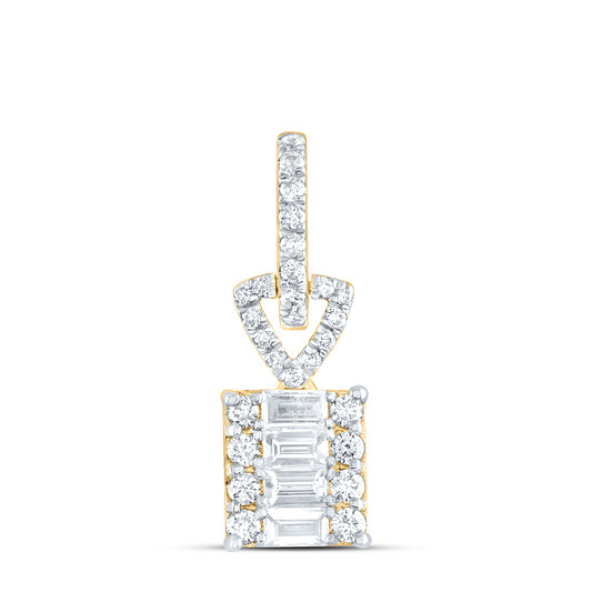 14kt Yellow Gold 3/8 Cttw Diamond Fashion Emerald Pendant