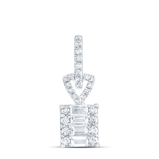14kt White Gold 3/8 Cttw Diamond Fashion Emerald Pendant