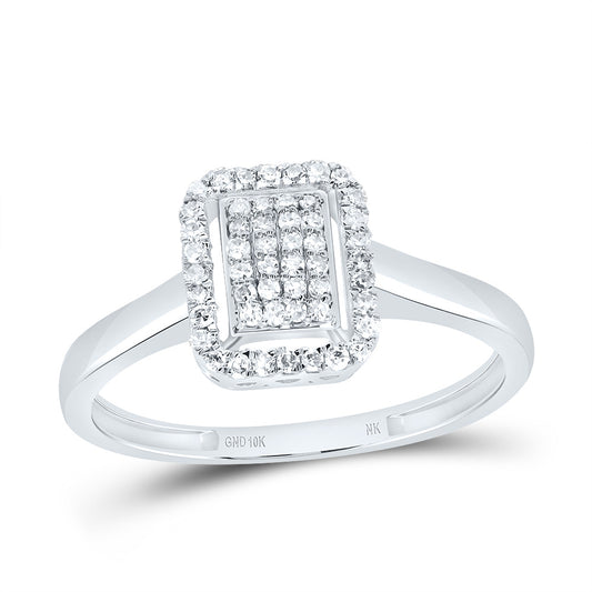 10kt White Gold 1/5 Cttw Diamond Fashion Emerald Wedding Engagement Anniversary Ring, Women Size: 5-9