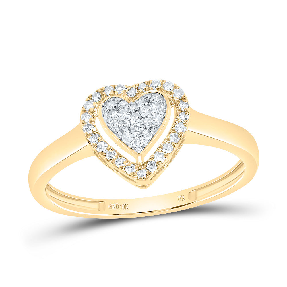 10kt Yellow Gold 1/6 Cttw Natural Diamond Fashion Heart Wedding Engagement Anniversary Ring, Women Size: 5-9