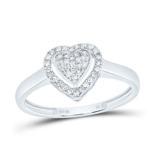 10kt White Gold 1/6 Cttw Natural Diamond Fashion Heart Wedding Engagement Anniversary Ring, Women Size: 5-9