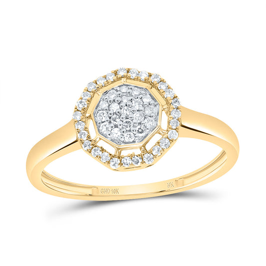 10kt Yellow Gold 1/5 Cttw Diamond Fashion Nonagon Wedding Engagement Anniversary Ring, Women Size: 5-9