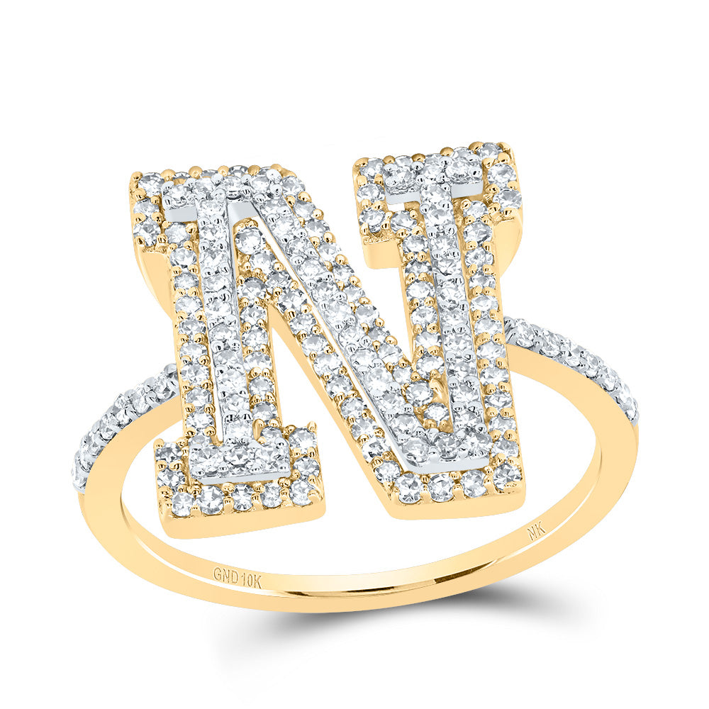10kt Yellow Or Rose Gold Diamond Fashion Initial Ladies Wedding Engagement Anniversary Ring