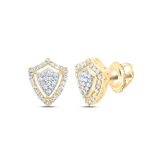 10kt Yellow Gold 1/3 Cttw Diamond Fashion Shield Stud Earring