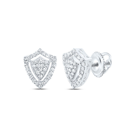 10kt White Gold 1/3 Cttw Diamond Fashion Shield Stud Earring